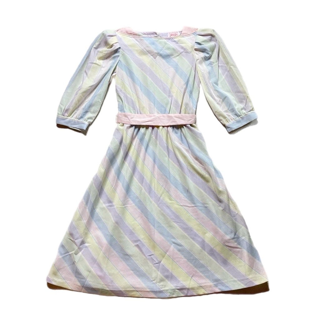 VTG 70s Jerry Gee Pastel Striped Midi Dress S